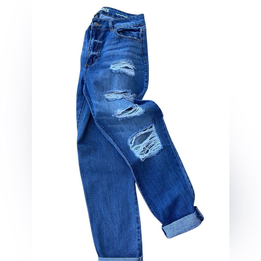 Blue Spice Distressed Boyfriend Jeans Ankle Length size 9